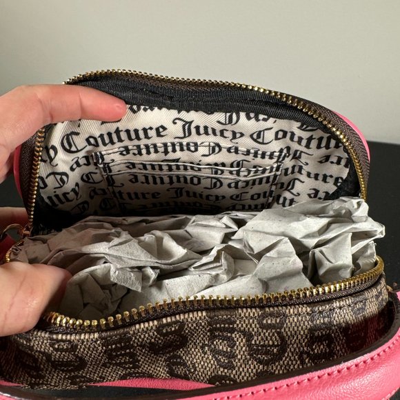 Juicy Couture Taupe DK Brown Love Never Dies Mini Tote Crossbody Pink - NWT - Picture 5 of 7
